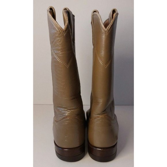 Justin Women's Ropers Tan Leather Pull‎ On Roper Boots Size 5 B - Picture 2 of 6